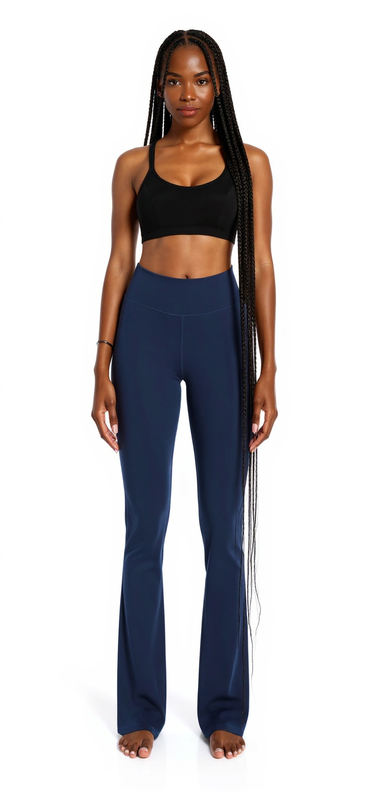 High Waist Bootcut Yoga Pants with Back Pockets — Blue
